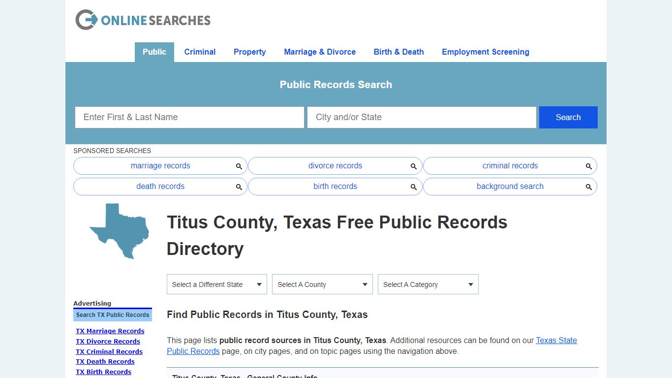 Titus County, Texas Public Records Directory - OnlineSearches.com